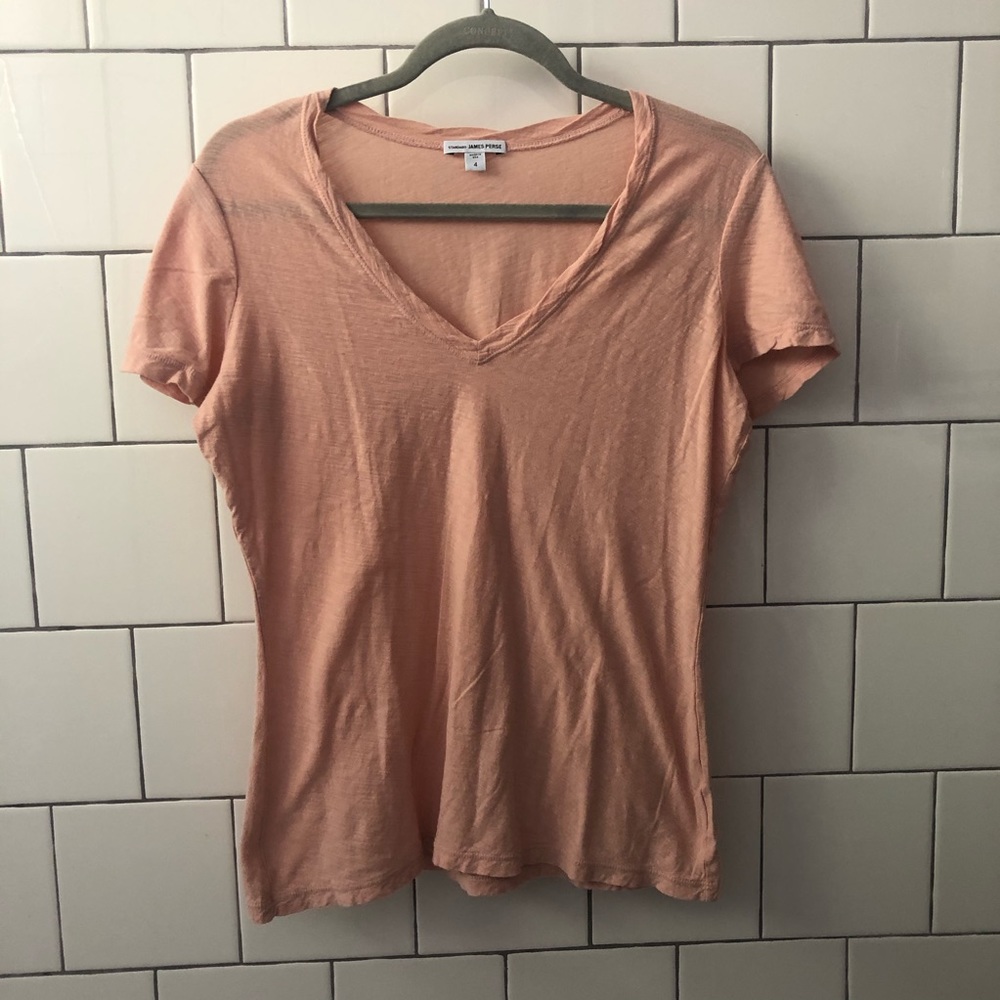 NWOT blush pink James Perse v neck t sz 4